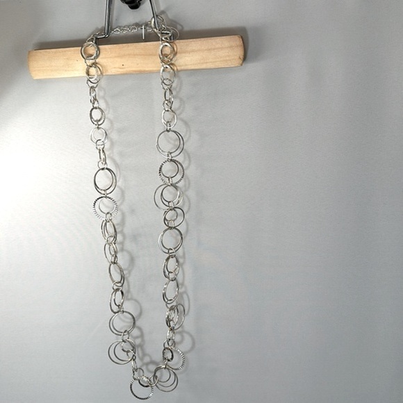 Daisy Fuentes Womens Silver Tone Link Chain Necklace Textured Long Bold 17.5” - Picture 5 of 10